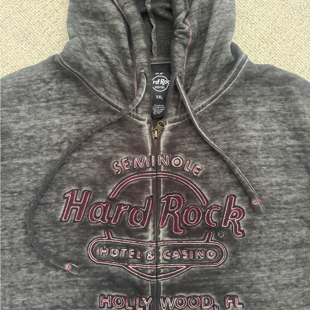 Hard Rock Seminole Gray Zip-Up Hoodie Sweater